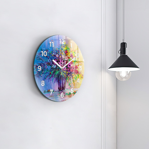 Orologio rotondo in vetro Fiori in un vaso