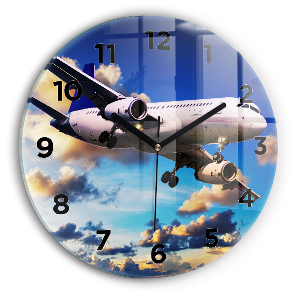Orologio rotondo Aereo tra le nuvole