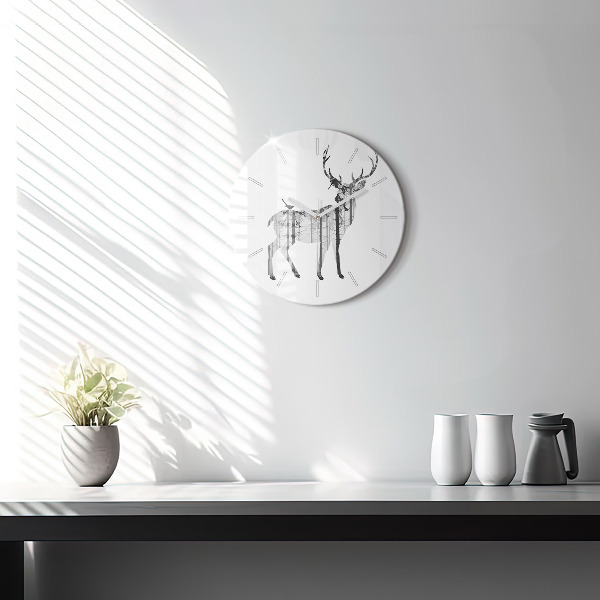Orologio rotondo Silhouette di una foresta di cervi