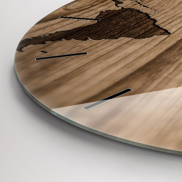 Orologio rotondo Mappa del mondo su legno