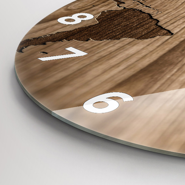 Orologio rotondo Mappa del mondo su legno