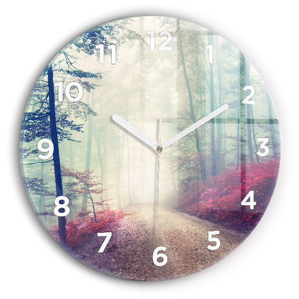 Orologio rotondo Strada autunnale Foresta Nebbia