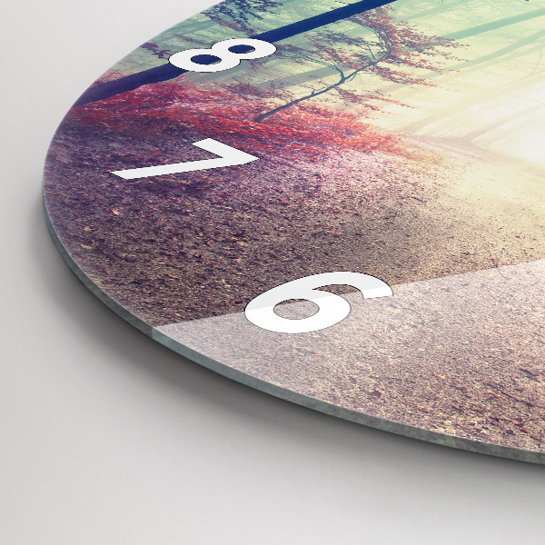 Orologio rotondo Strada autunnale Foresta Nebbia