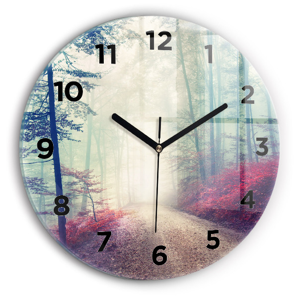 Orologio rotondo Strada autunnale Foresta Nebbia
