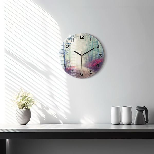 Orologio rotondo Strada autunnale Foresta Nebbia