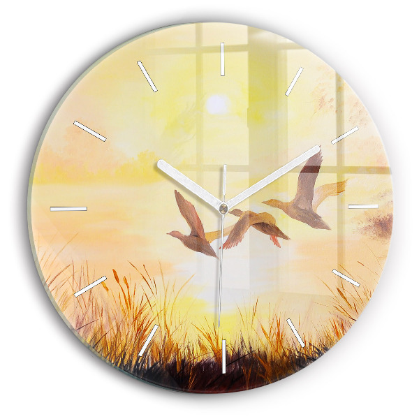 Orologio rotondo Gru al tramonto