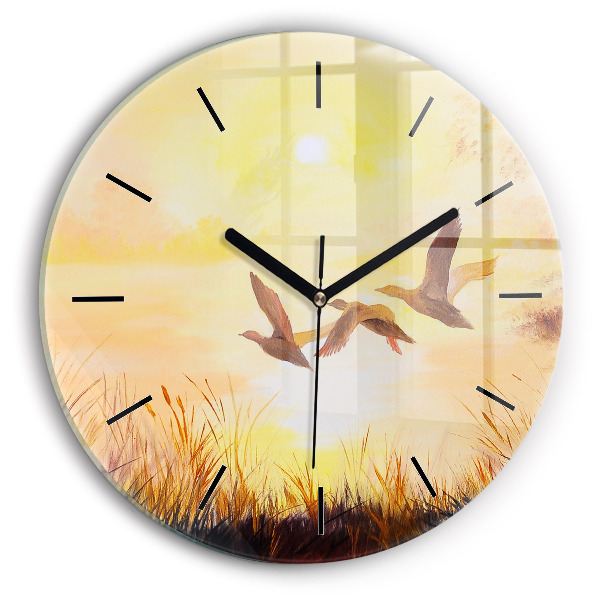 Orologio rotondo Gru al tramonto
