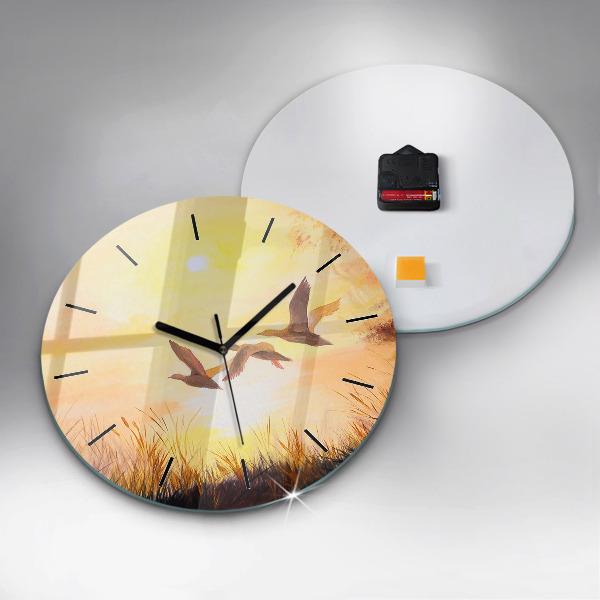 Orologio rotondo Gru al tramonto