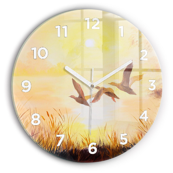Orologio rotondo Gru al tramonto