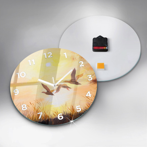 Orologio rotondo Gru al tramonto