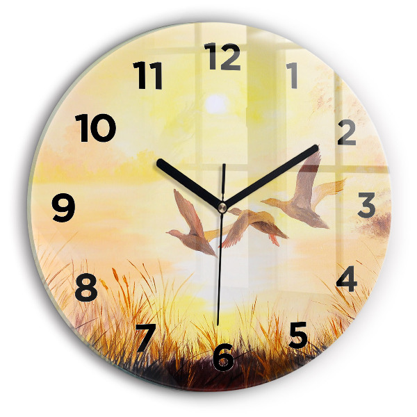 Orologio rotondo Gru al tramonto