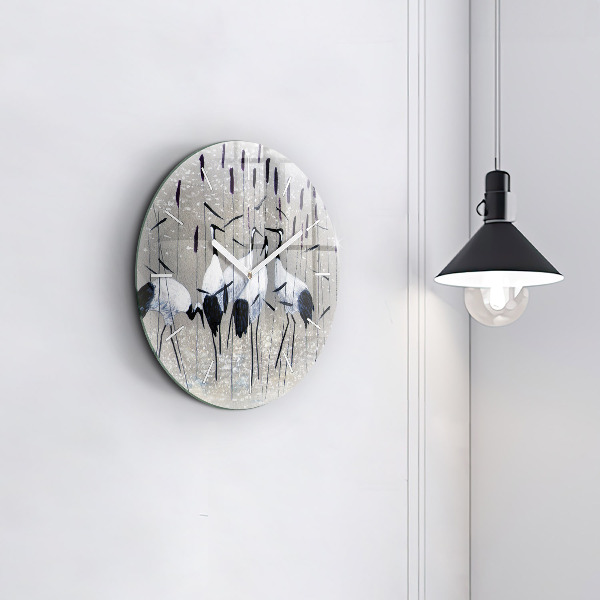 Orologio rotondo Gru tra le canne
