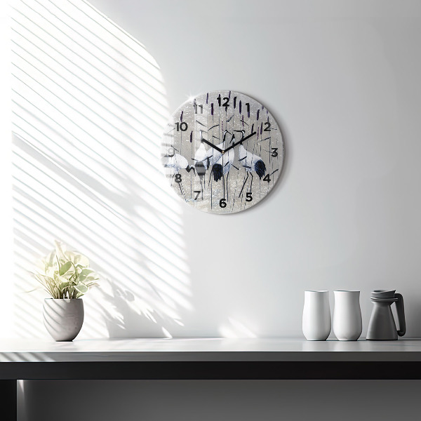 Orologio rotondo Gru tra le canne