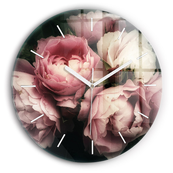 Orologio rotondo Mazzo di rose rosa