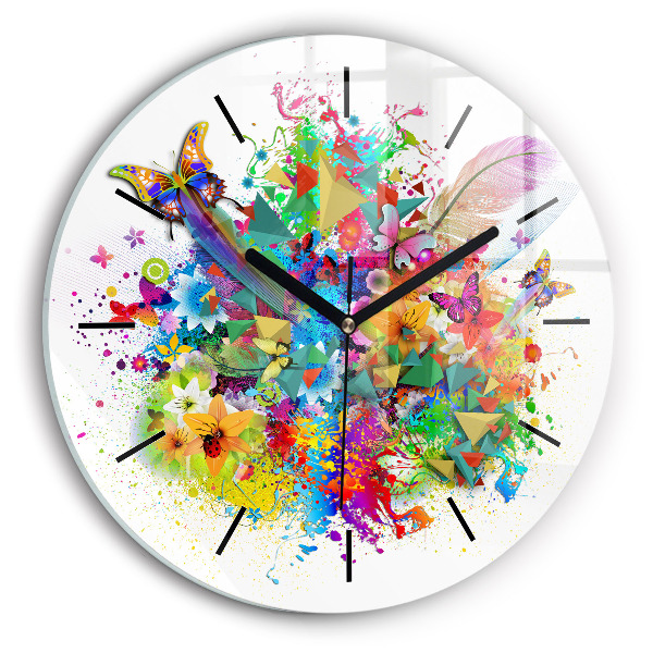 Orologio rotondo Armonia floreale con farfalle