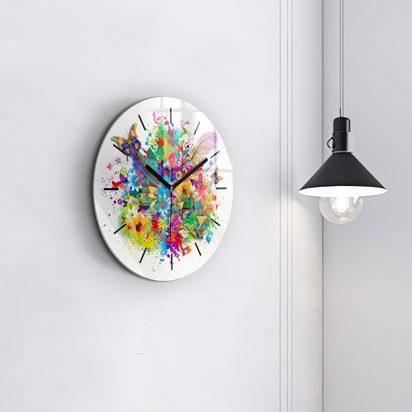 Orologio rotondo Armonia floreale con farfalle