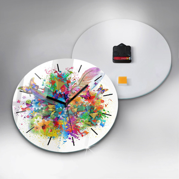 Orologio rotondo Armonia floreale con farfalle