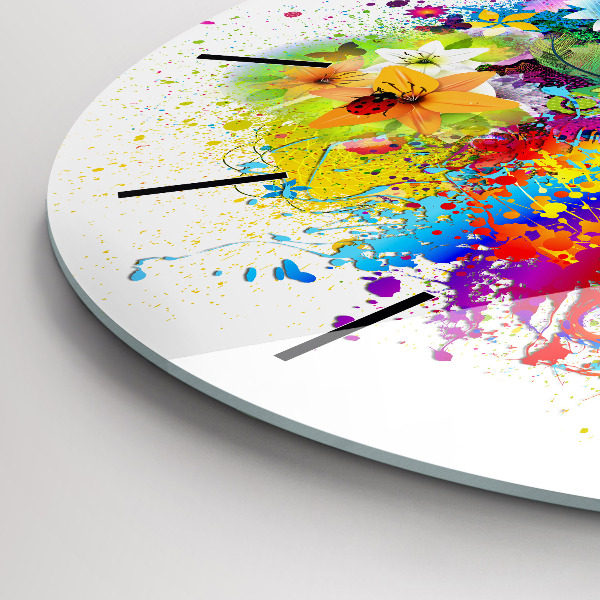 Orologio rotondo Armonia floreale con farfalle