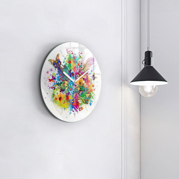 Orologio rotondo Armonia floreale con farfalle