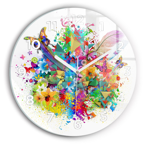 Orologio rotondo Armonia floreale con farfalle