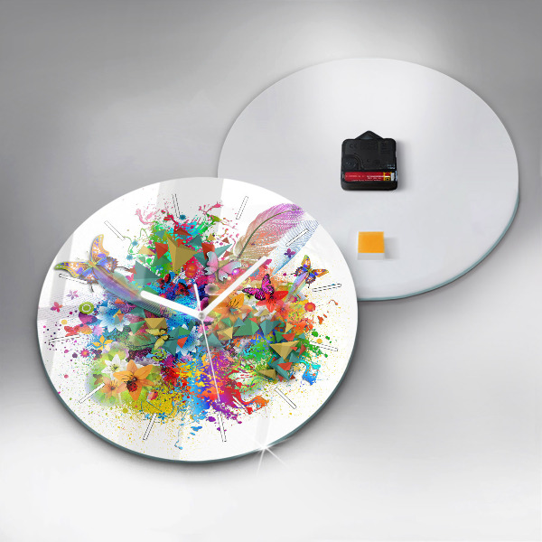 Orologio rotondo Armonia floreale con farfalle