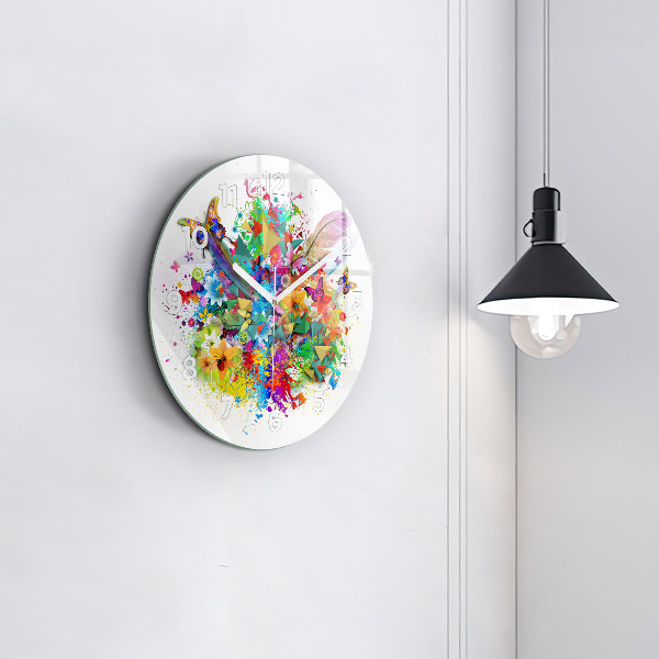 Orologio rotondo Armonia floreale con farfalle