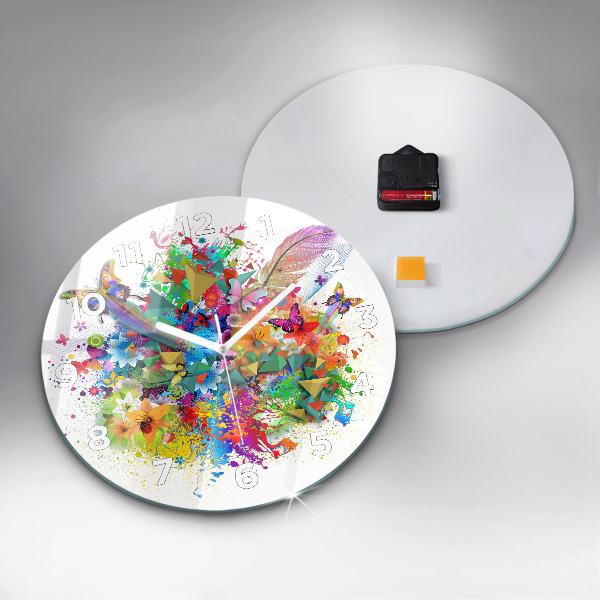 Orologio rotondo Armonia floreale con farfalle