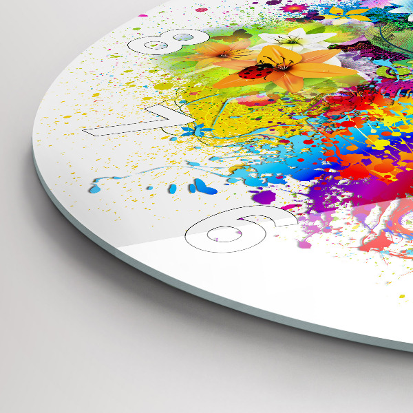 Orologio rotondo Armonia floreale con farfalle