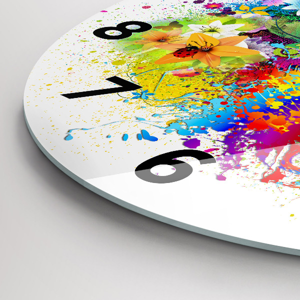 Orologio rotondo Armonia floreale con farfalle