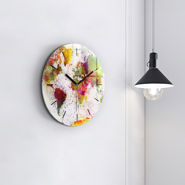 Orologio rotondo Mappa del mondo ad acquerello