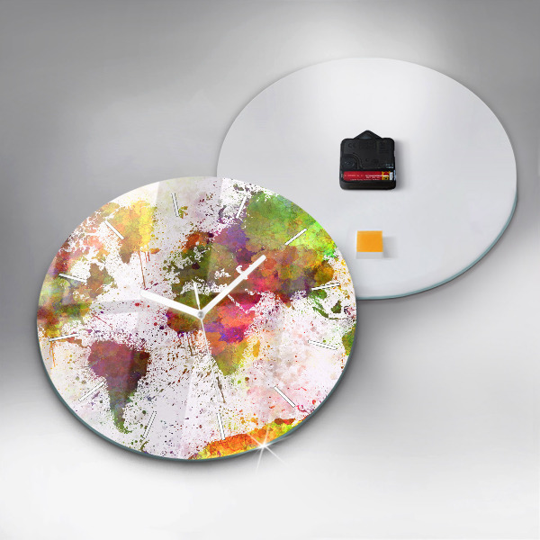Orologio rotondo Mappa del mondo ad acquerello