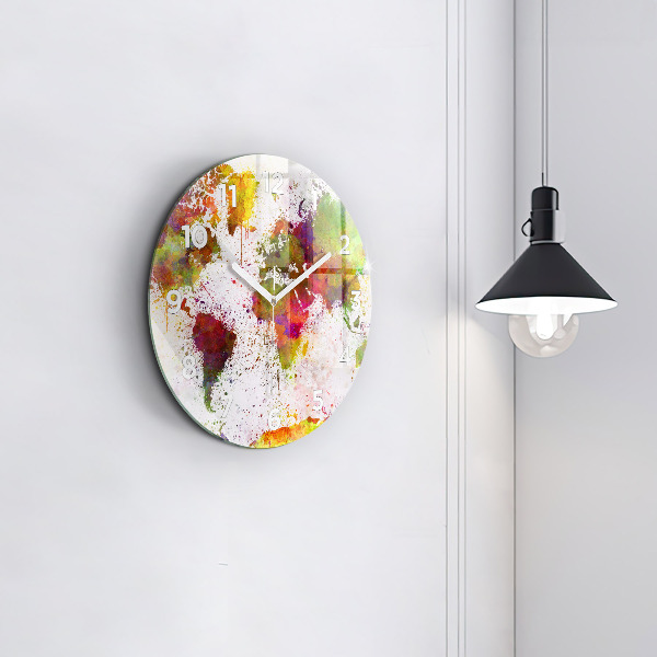 Orologio rotondo Mappa del mondo ad acquerello