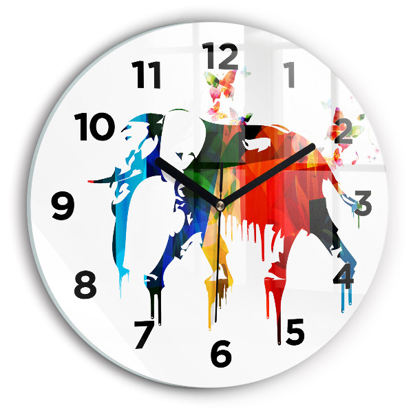 Orologio rotondo Elefante dipinto colorato