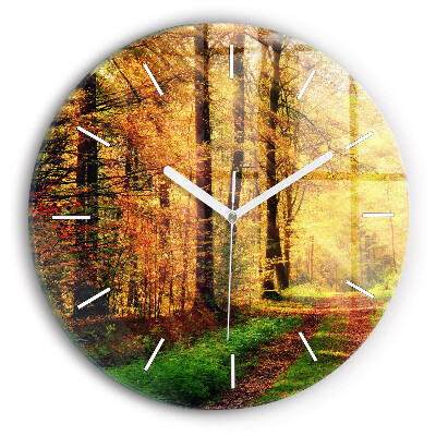 Orologio rotondo in vetro Paesaggio autunnale della foresta
