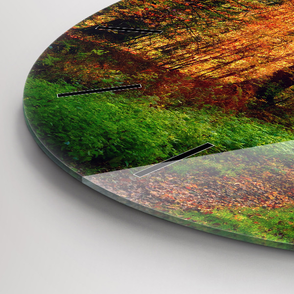 Orologio rotondo in vetro Paesaggio autunnale della foresta