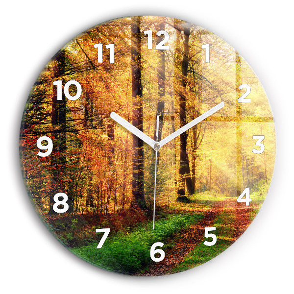 Orologio rotondo in vetro Paesaggio autunnale della foresta