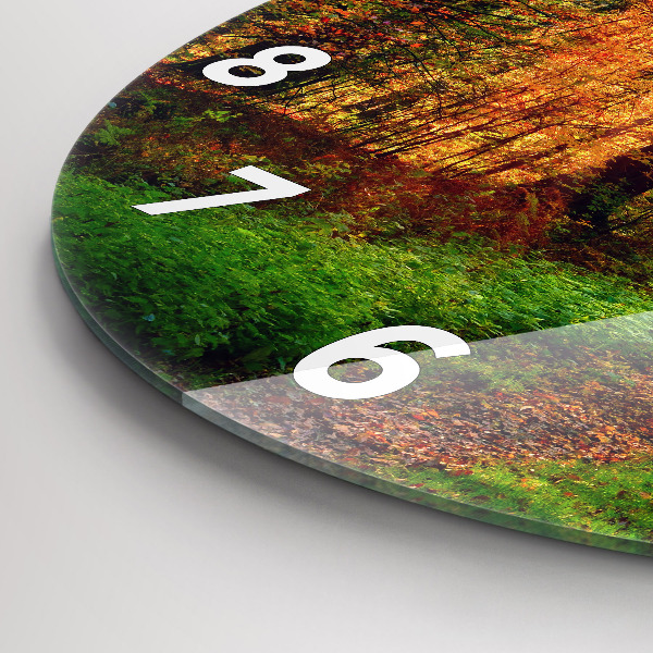 Orologio rotondo in vetro Paesaggio autunnale della foresta