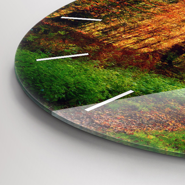 Orologio rotondo in vetro Paesaggio autunnale della foresta