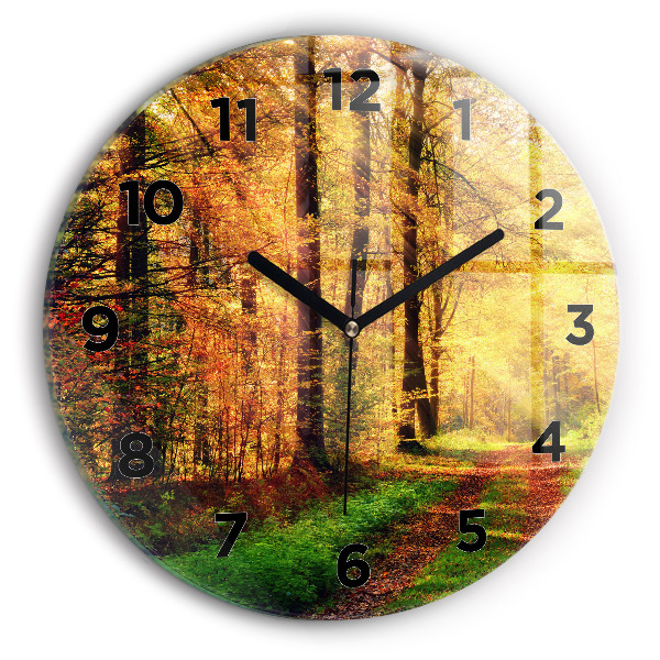 Orologio rotondo in vetro Paesaggio autunnale della foresta