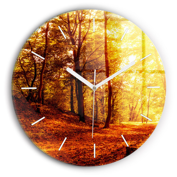 Orologio rotondo in vetro Paesaggio forestale al sole