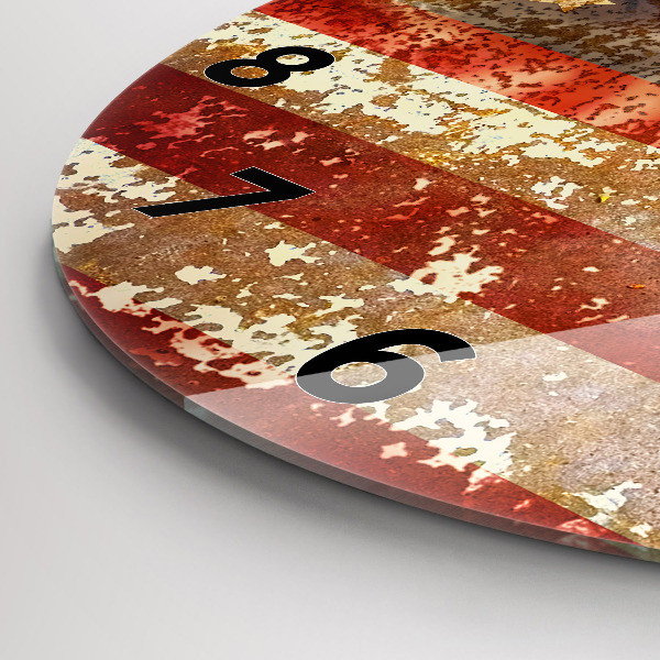 Orologio rotondo in vetro Bandiera USA d'epoca