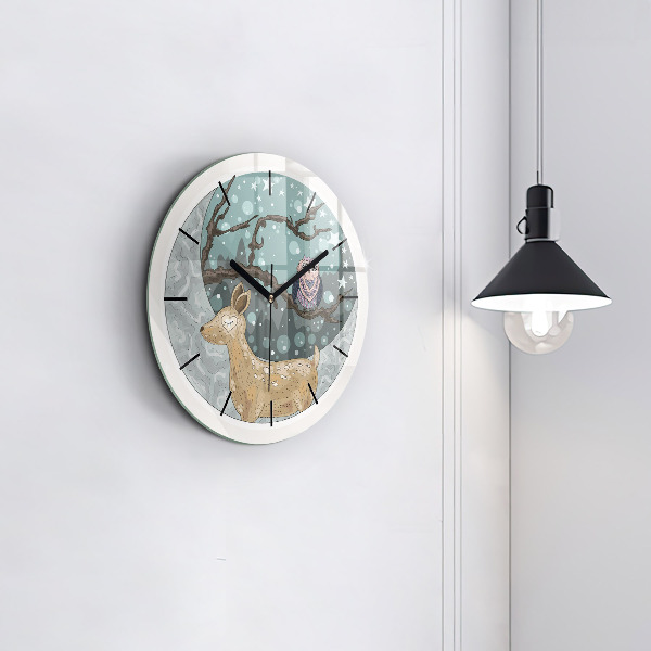 Orologio rotondo in vetro Animali notturni e la luna