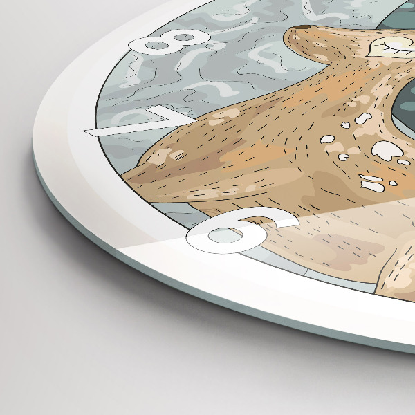 Orologio rotondo in vetro Animali notturni e la luna