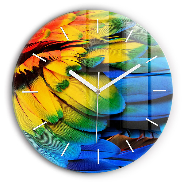Orologio rotondo in vetro Ali di uccelli colorati