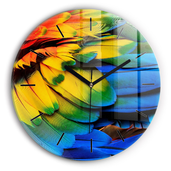 Orologio rotondo in vetro Ali di uccelli colorati