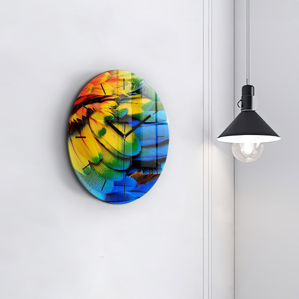 Orologio rotondo in vetro Ali di uccelli colorati
