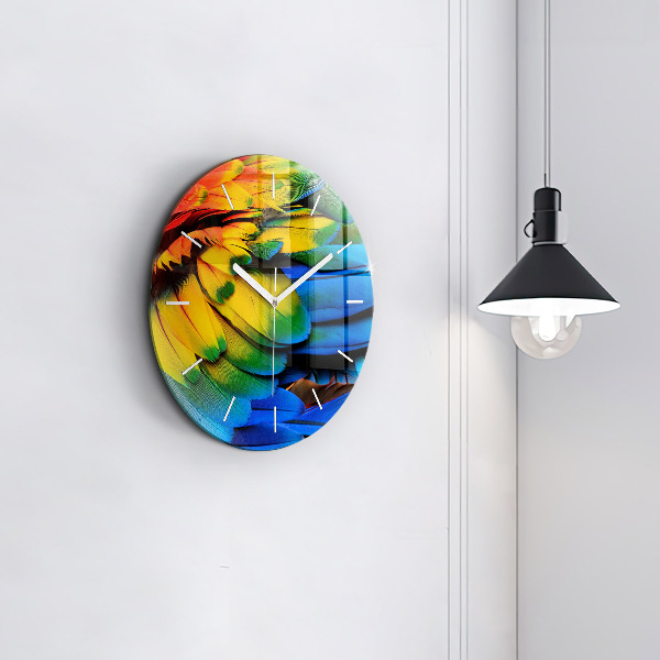 Orologio rotondo in vetro Ali di uccelli colorati