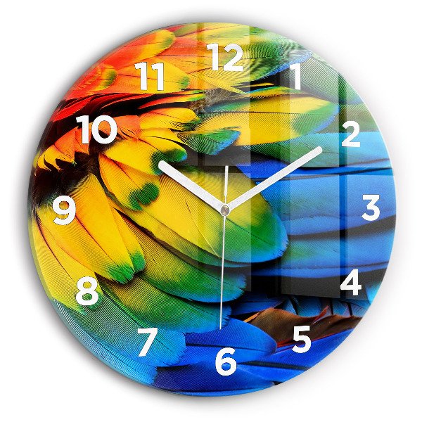 Orologio rotondo in vetro Ali di uccelli colorati