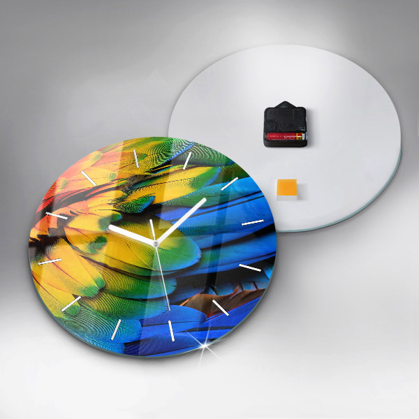 Orologio rotondo in vetro Ali di uccelli colorati