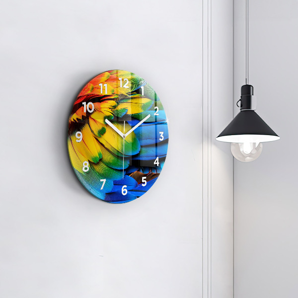 Orologio rotondo in vetro Ali di uccelli colorati
